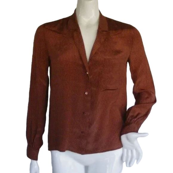 Vintage CALVIN KLEIN Skirt Set, S/XS, Lightweight Silk, 2 piece Top/Skirt, Brown - Picture 6 of 13